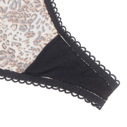 Leopard Print Thong with Black Lace and Back Lacing