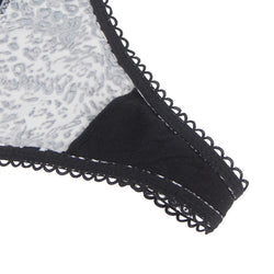 Leopard Print Thong with Black Lace and Back Lacing