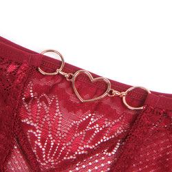 Red Lace Panty with Heart Back Cutout and Gold Rings