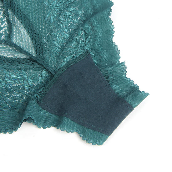 Green Lace Panty with Heart Back Cutout and Gold Rings