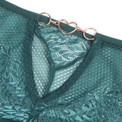 Green Lace Panty with Heart Back Cutout and Gold Rings