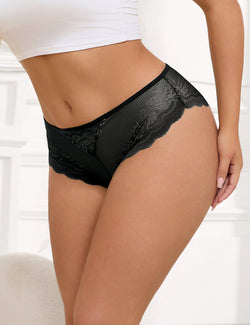 Black Lace Panty with Heart Back Cutout and Gold Rings