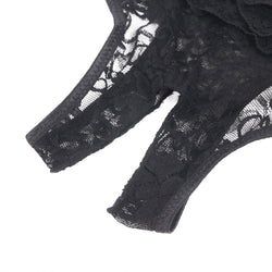 Black Open Lace Panties with Satin Bow
