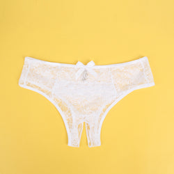 White Open Lace Panties with Satin Bow