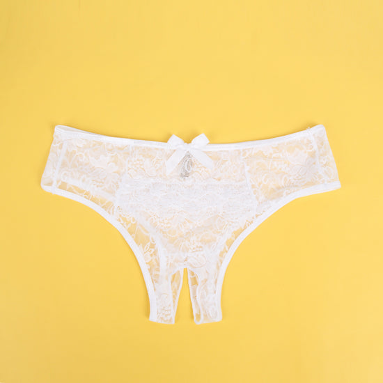 White Open Lace Panties with Satin Bow
