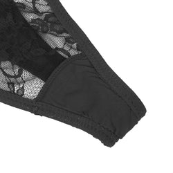 Black Lace Thong with Rhinestones & Adjustable Straps