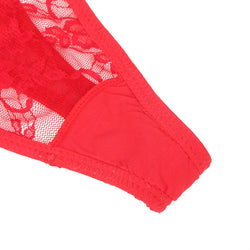 Red Lace Thong with Rhinestones & Adjustable Straps