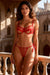 Ensemble de soutien-gorge coeur brodé en maille sexy rouge