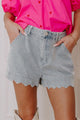 Sail Blue Shorts de jean de la taille haute de l'ourlet feston
