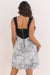 Patchwork de cuero de cuero negro sin mangas Paisley Floral Chiffon Vestido