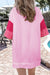 Robe T-shirt à manches courtes à manches courtes à rayures roses