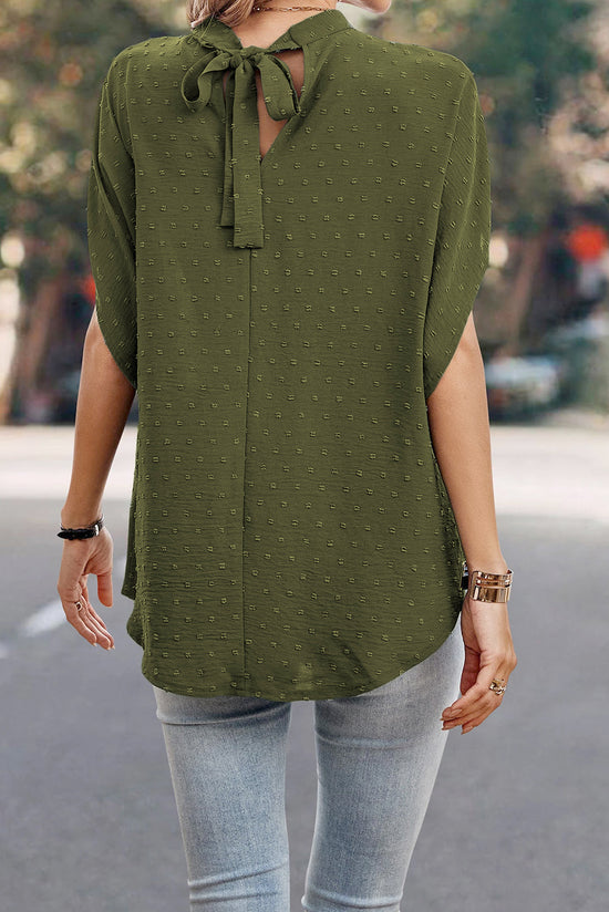 Mistr Green Swiss Dot Mock Mock Batwing Clessa manica