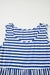 Sky Blue Stripe U Neck Maneveless Fit Fit Mini Vestido