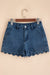 Sail Blue Shorts de jean de la taille haute de l'ourlet feston