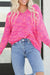 Macchie colorate rosa scuro a 5 maglione casual con collo a maglia