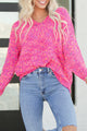 Macchie colorate rosa scuro a 5 maglione casual con collo a maglia