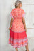 Stampa floreale rossa Nappina con la manica legata in vita Maxi Dress