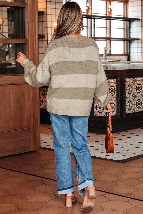 Blocco a strisce Khaki Blocco spazzolato con filo per maglieria per maglia anteriore cardigan