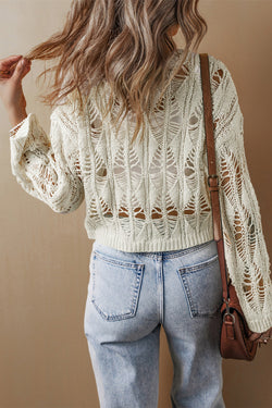 Sighificante con il collo in forma sciolta di White Excrochet Crew.