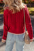 Cardigan con il bordo del bordo del bordo del bordo di colore rosso da corsa