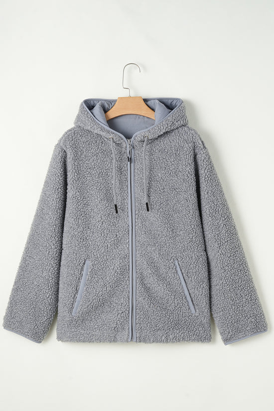 Pale Khaki Fleece zip up up cordon de casse-cordon