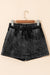 Pantalones cortos de mezclilla de cintura alta en cordón negro