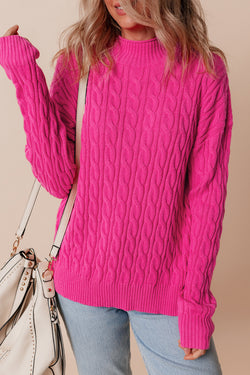 Cavo solido rosso rosa in maglia alta a goccia con spalla a goccia