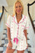 Floral Print Contrast Pipping Short Pajamas Set
