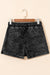 Pantalones cortos de mezclilla de cintura alta en cordón negro