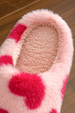 Zapatillas peludas de invierno con forma de corazón de San Valentín rojo ardiente