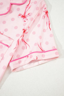 Contraste de impresión floral Pipping Pajamas Set de pijama