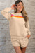 Beau Beau Blue Striped Accent Pullover et Short Two Piece Two Piece Casual Set