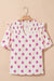 Black Polka Dot Stampa giogo a shirted coglione manica a palloncini.