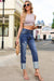 High Waist Distressed Straight Leg Jeans