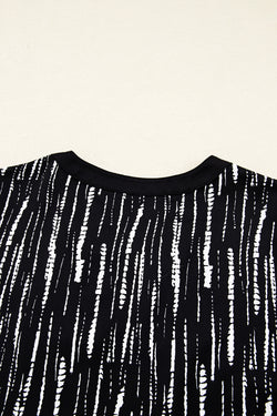 Black Abstract Printed V Neck Fall Blouse