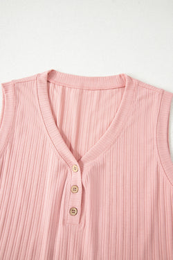 Beau Blue Custbed Botón V Cuella de tanques y pantalones cortos establecidos
