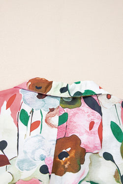 Blusa a manica corta a taglio a vmulla floreale rosa