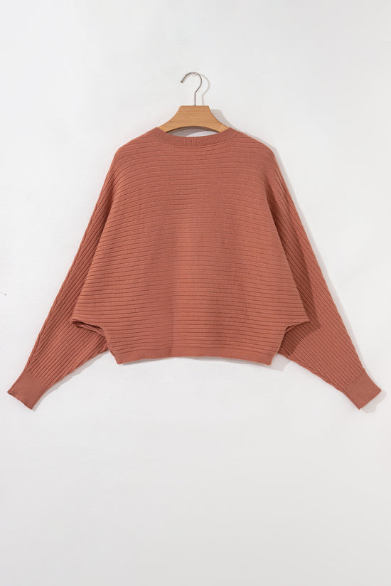 Pulsante a costola a costola rosa alberico anteriore Dolman Sleeve maglione cardigan