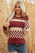 Blocco a scacchi marrone a scacchi maglione a goccia a maglia