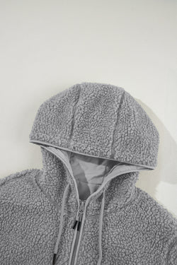 Pale Khaki Fleece zip up up cordon de casse-cordon