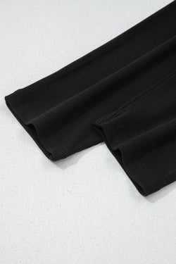 Green Bay Solid Color Oversize Slit Sweatshirt Ribbed Leggings 2pcs Set