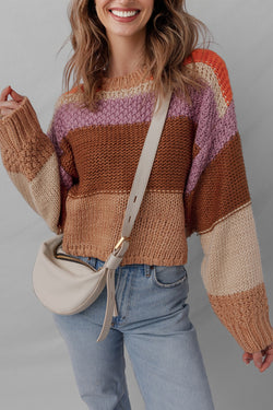 Maglione a maglia a maglia a goccia colorblock multicolore