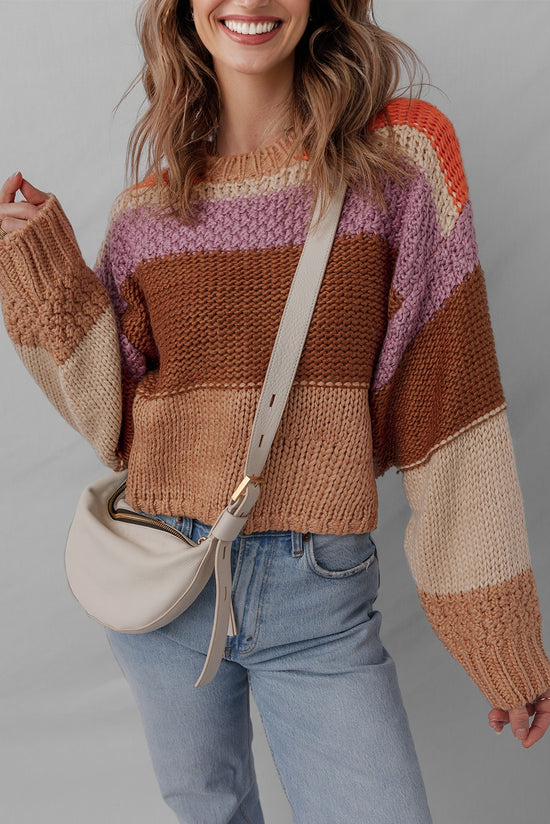 Maglione a maglia a maglia a goccia colorblock multicolore