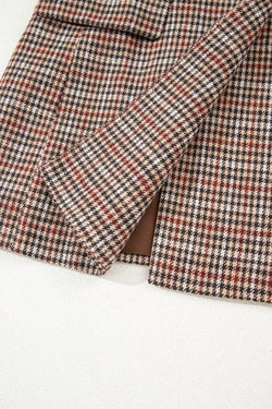 Blazer de collar de solapa de pecho de pecho marrón