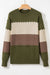 Brown Colorblock Crew Neck Drop Shoulder Sweater
