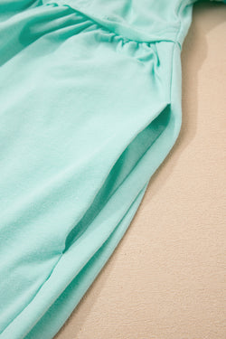 Vestido de babydoll de borde crudo de color sólido azul cielo