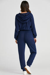 Capacidades de punto de punto de punto azul azul marino y joggers con cordón