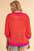 Rose Stripe 3/4 suéter de ombro de manga Puff