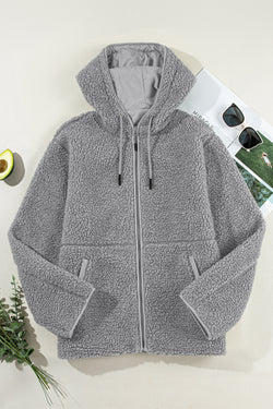 Pale Khaki Fleece zip up up cordon de casse-cordon