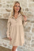 Oatmeal Corduroy Half Button Collared Long Sleeve Mini Dress